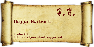 Hejja Norbert névjegykártya